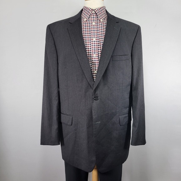 JOS A BANK GORDON Men's Sport‎ Coat Blazer Two Button Charcoal Gray Wool 48L